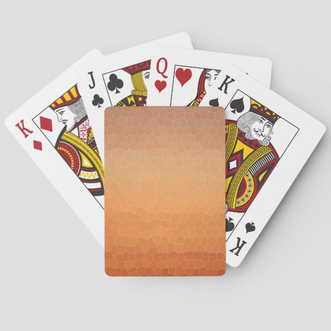 Calming Ombre Gradient Orange Sunset Mosaic Look Poker Cards (Back)