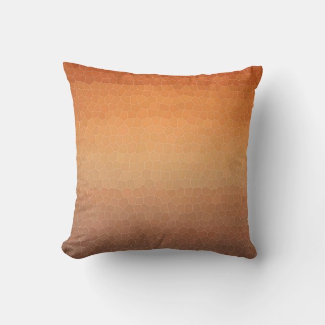 Calming Ombre Gradient Orange Sunset Mosaic Look Throw Pillow (Front)