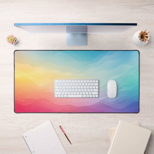 Calming Rainbow Aura Abstract Design Desk Mat