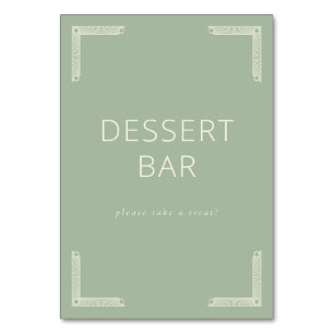 Calming Sage Green Minimalist Dessert Bar Sign Table Number