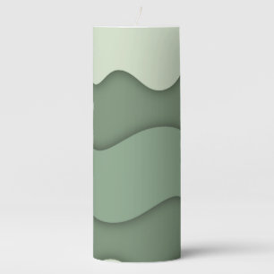Calming Sage Green Wave Pattern Candle