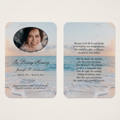Calming Seashore Memorial Photo Cards