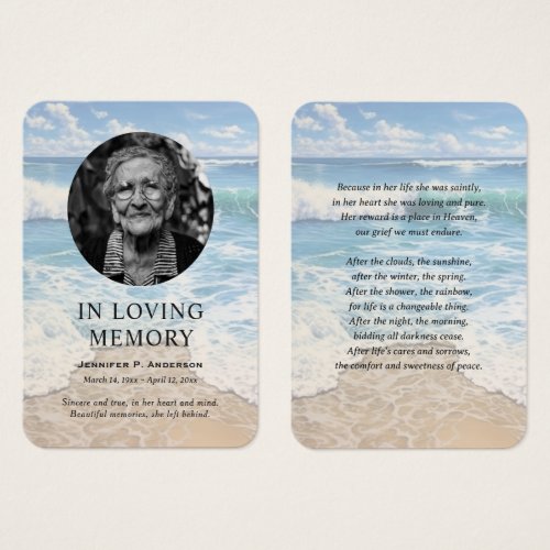 Calming Seashore Memorial Prayer Photo Cards