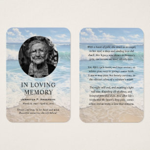 Calming Seashore Memorial Prayer Photo Cards