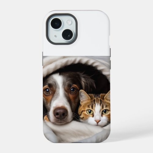 Calming Soothing Cute Puppy Dog Kitten Cat iPhone 15 Case