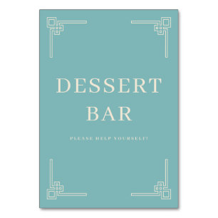 Calming Teal Minimalist Dessert Bar Sign Table Number