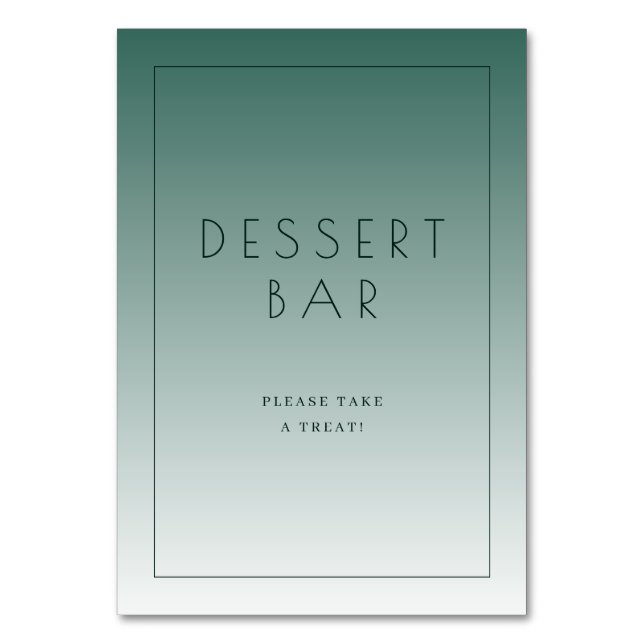 Calming Teal Minimalist Dessert Bar Sign Table Number (Front)