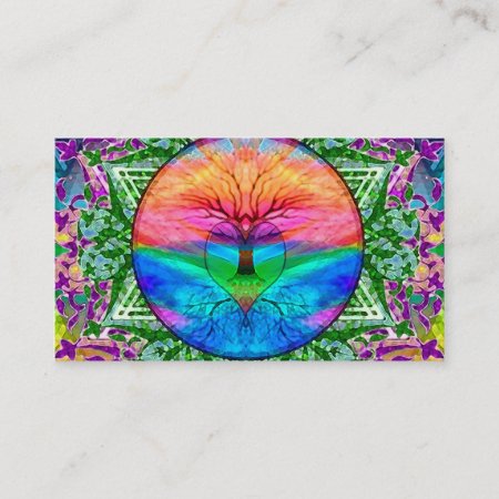 Calming Tree Of Life In Rainbow Colors Business Card