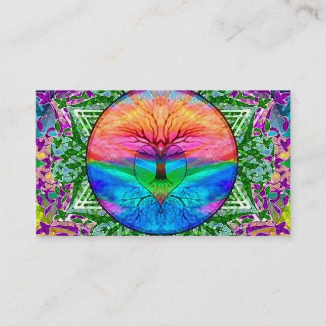 Calming Tree of Life in Rainbow Colors Business Card (Front)