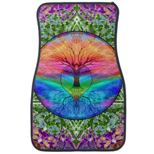 Calming Tree of Life in Rainbow Colors Car Floor Mat