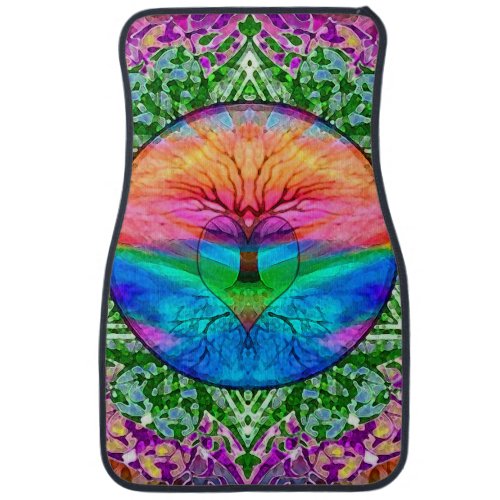 Calming Tree of Life in Rainbow Colors Car Floor Mat