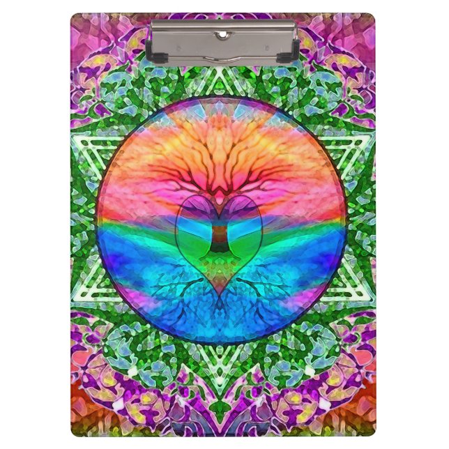 Calming Tree of Life in Rainbow Colors Clipboard (Front)