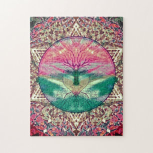 Calming Tree of Life in Rainbow Colors Jigsaw Puzzle