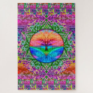 Calming Tree of Life in Rainbow Colors Jigsaw Puzzle