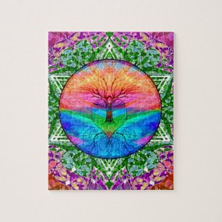 Calming Tree of Life in Rainbow Colors Jigsaw Puzzle