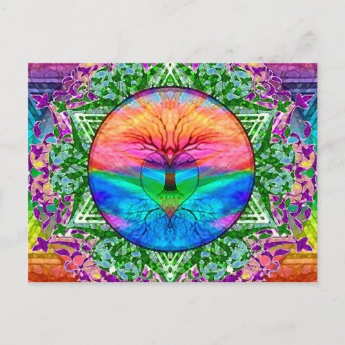 Calming Tree of Life in Rainbow Colors Postcard