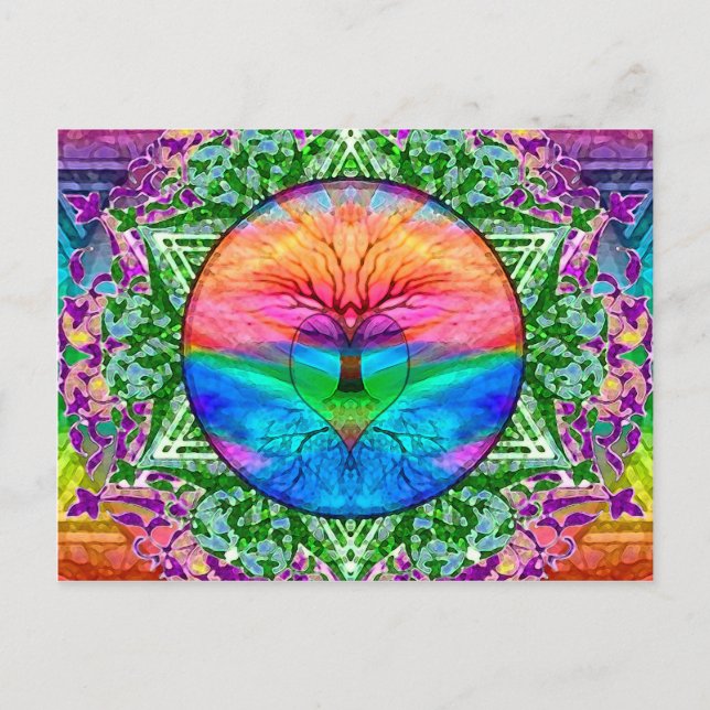 Calming Tree of Life in Rainbow Colors Postcard (Front)