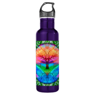 Calming Tree of Life in Rainbow Colors Stainless Steel Water Bottle