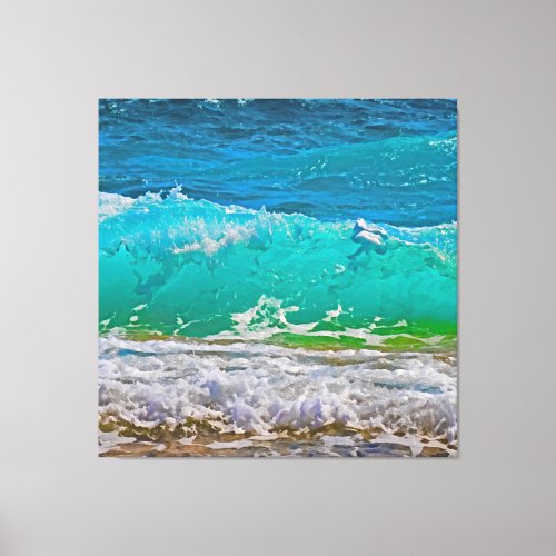Calming Turquoise Beach Waves Art Canvas Print