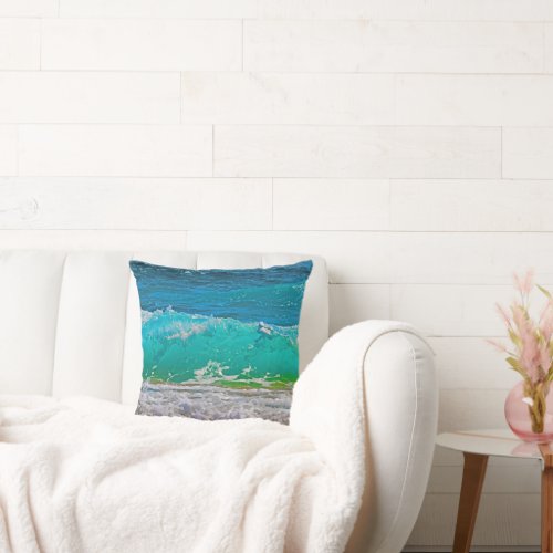 Calming Turquoise Beach Waves Art Throw Pillow