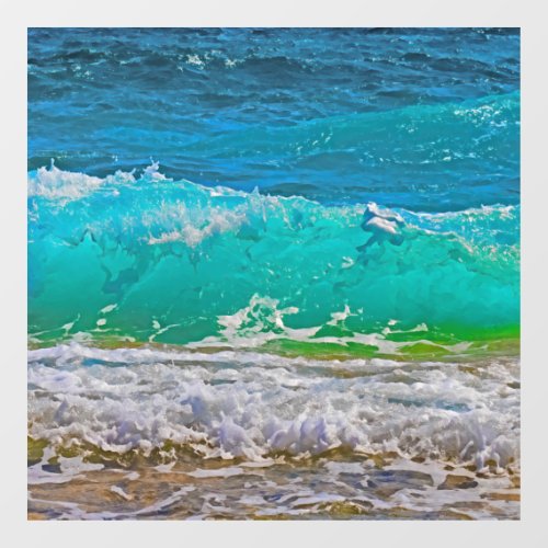 Calming Turquoise Beach Waves Art Window Cling