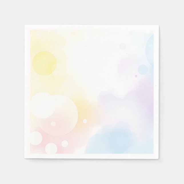 Calming Watercolor with Pastel Bubbles Napkins (Front)