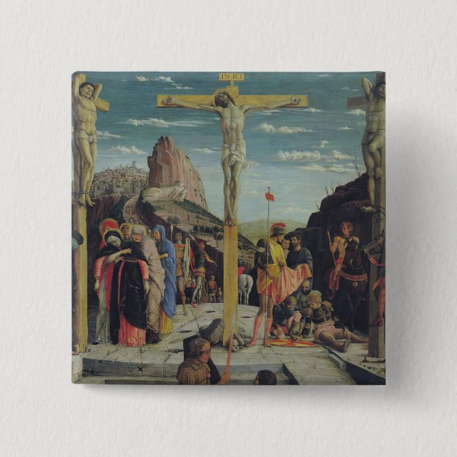 Calvary, central predella panel pinback button (Front)