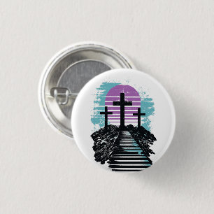 Calvary Golgotha it is finished Modern Christian Button