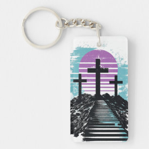 Calvary Golgotha it is finished Modern Christian Keychain