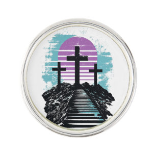 Calvary Golgotha it is finished Modern Christian Lapel Pin