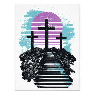 Calvary Golgotha it is finished Modern Christian Photo Print