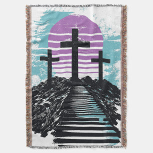 Calvary Golgotha it is finished Modern Christian Throw Blanket
