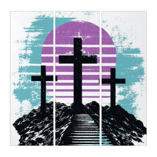 Calvary Golgotha it is finished Modern Christian Triptych