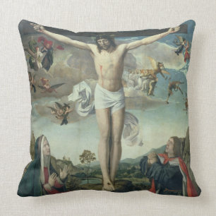 Calvary (oil on panel) 2 throw pillow