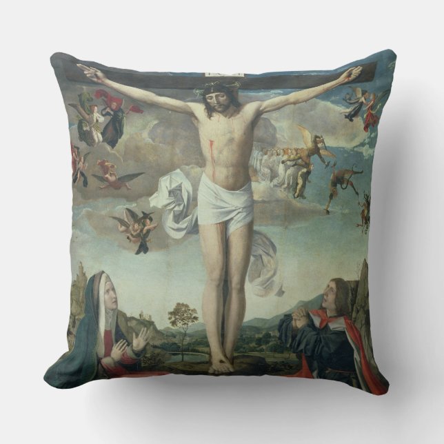 Calvary (oil on panel) 2 throw pillow (Front)