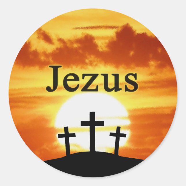 Calvary Sunrise Jezus Classic Round Sticker (Front)