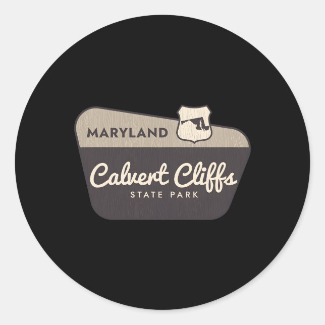 Calvert Cliffs State Park Maryland Welcome Sign Va Classic Round Sticker (Front)