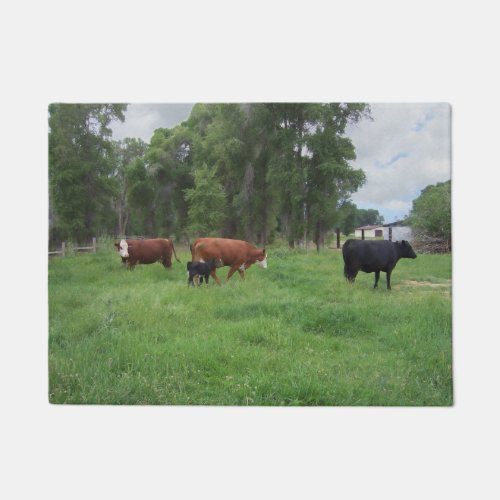 Calves and Cows in Pasture Doormat