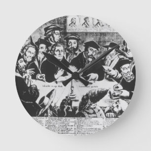 Calvin and Luther (engraving) Round Clock