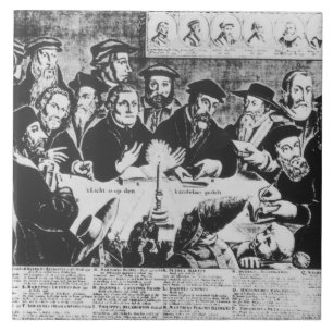 Calvin and Luther (engraving) Tile