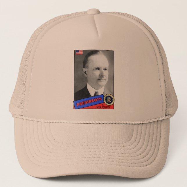 Calvin Coolidge Baseball Card Trucker Hat (Front)