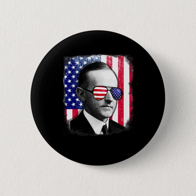 Calvin Coolidge Us Flag 4th Of July  Button (Front)