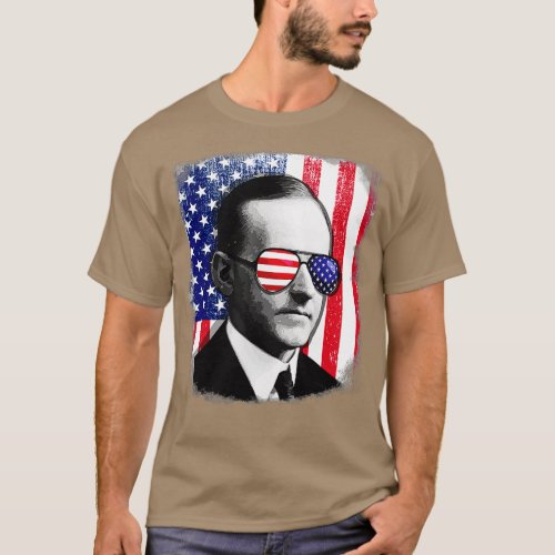 Calvin Coolidge US flag  4th of July  T_Shirt