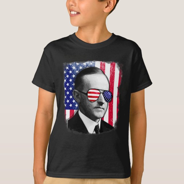 Calvin Coolidge Us Flag 4th Of July  T-Shirt (Front)