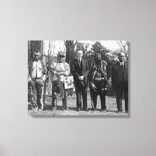 Calvin Coolidge with Osage Indians Photograph Canvas Print