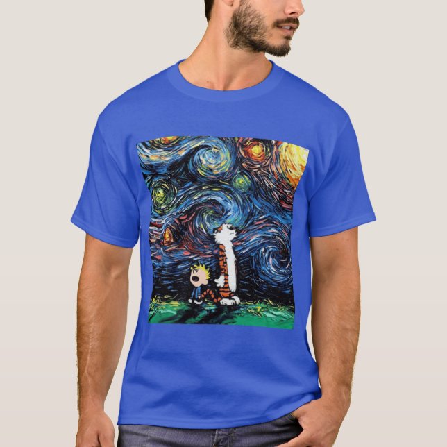 calvin hobbes starry night T-Shirt (Front)