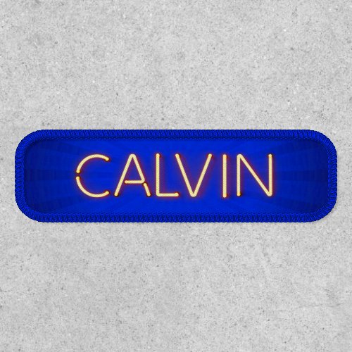 Calvin name in glowing neon lights patch