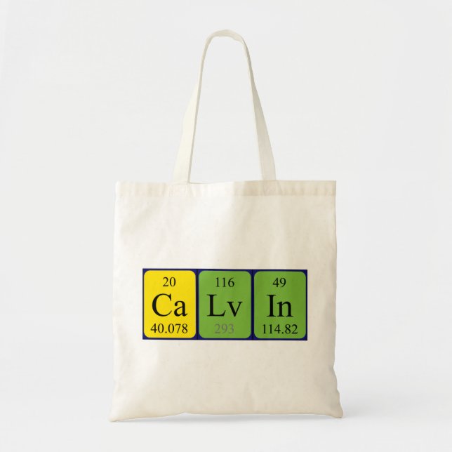 Calvin periodic table name tote bag (Front)