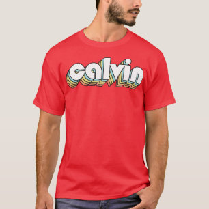 Calvin Retro Rainbow Typography Faded Style T-Shirt