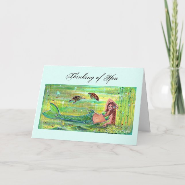Calypso mermaid with sea turtles card by Renee (Front)